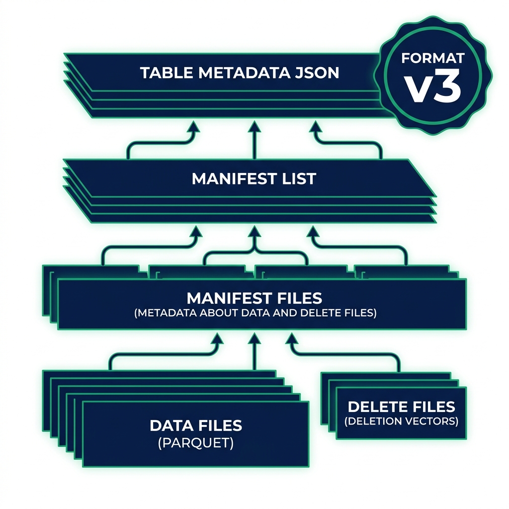 Apache Iceberg v3 table format architecture diagram